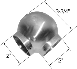 Lavi 2" Satin Solid Stainless Steel Ball Elbow 90°