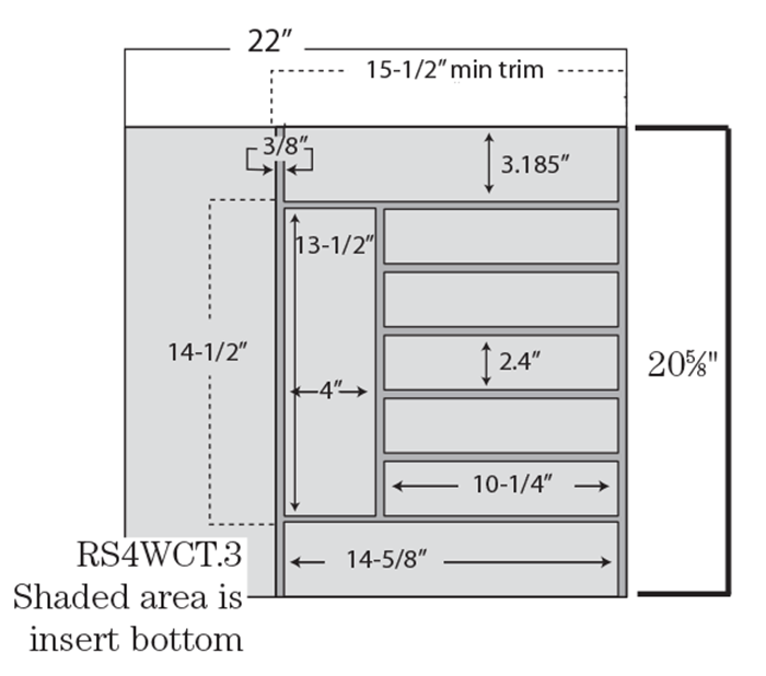 Rev-A-Shelf 4WCT-3SH Wood Cutlery Tray Insert 20-5/8" W x 2-3/8" H maple