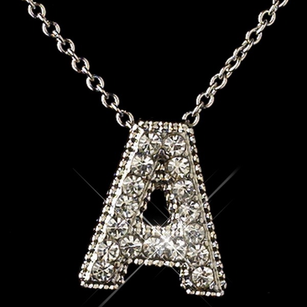 Elegance by Carbonneau N-1-A-M "A" Clear Rhinestone Letter Initial Pendant Necklace 1