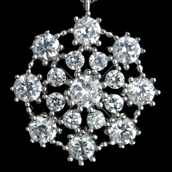 Elegance by Carbonneau Antique Rhodium Silver Clear Cluster Drop CZ Crystal Earrings 7792