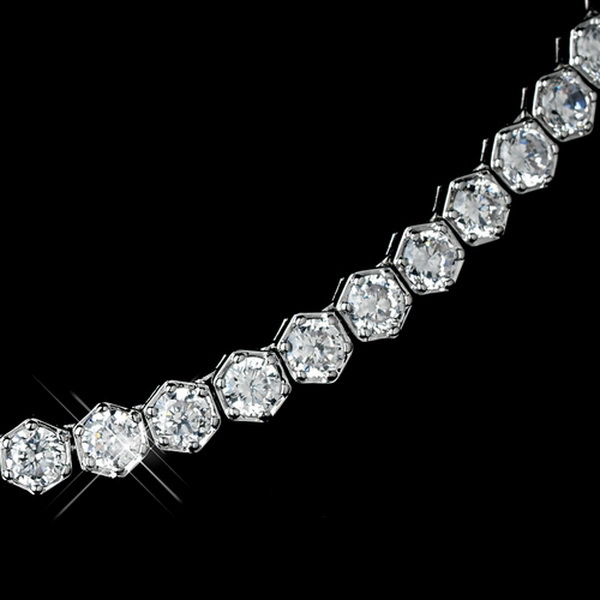 Elegance by Carbonneau Antique Rhodium Silver Clear CZ Crystal Solitaire Necklace & Earrings Jewelry Set 7748
