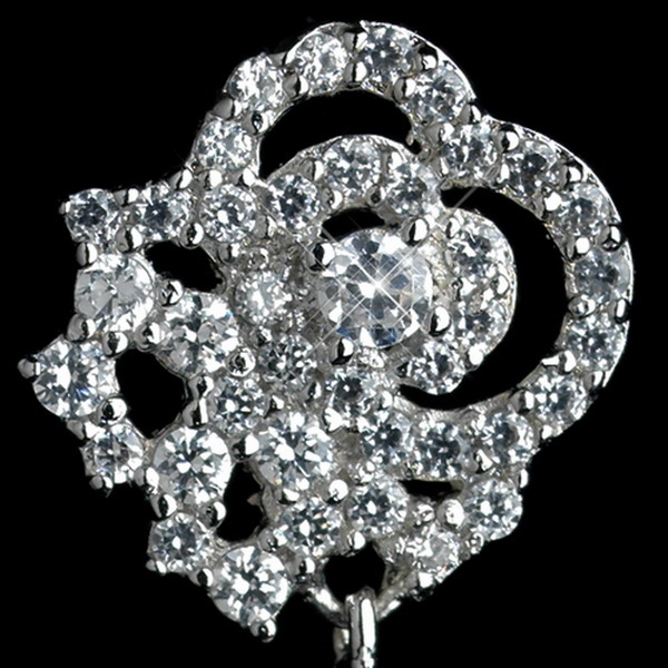 Elegance by Carbonneau Antique Rhodium Silver Clear Pave Encrusted Tear Drop Earrings 7764