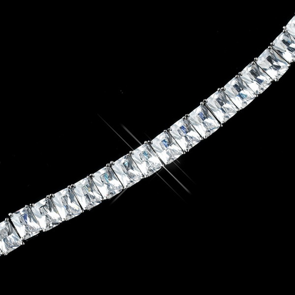 Elegance by Carbonneau Antique Rhodium Silver Clear Princess Cut CZ Crystal Bracelet 7706