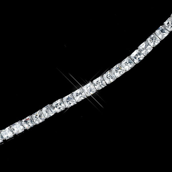 Elegance by Carbonneau Antique Rhodium Silver Clear Princess Cut CZ Crystal Bracelet 7712