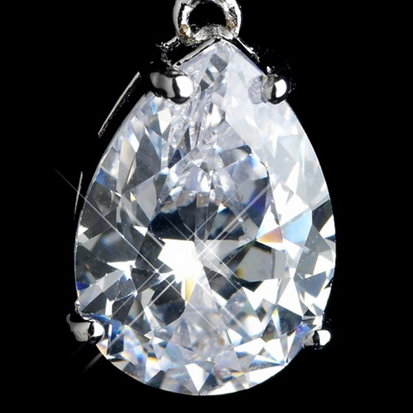 Elegance by Carbonneau Antique Rhodium Silver Clear Princess, Solitaire & Teardrop CZ Crystal Earrings 7793