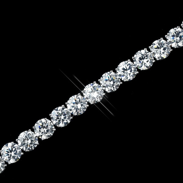 Elegance by Carbonneau Antique Rhodium Silver Clear Round CZ Crystal Bracelet 7708