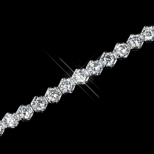 Elegance by Carbonneau Antique Rhodium Silver Clear Round CZ Crystal Bracelet 7709