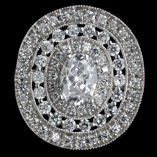 Elegance by Carbonneau Antique Rhodium Silver Clear Vintage CZ Crystal Earrings 7795