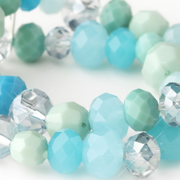 Elegance by Carbonneau B-9507-S-Turquoise Aqua, Mint & Turquoise Faceted Glass Stretch Bracelet 9507