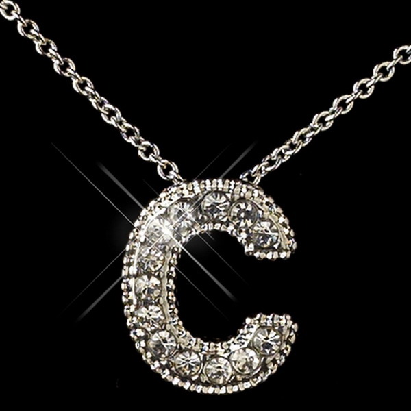 Elegance by Carbonneau N-1-C-M "C" Clear Rhinestone Letter Initial Pendant Necklace 1