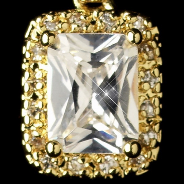 Elegance by Carbonneau E-9744-G-CL Gold Clear Radiant Emerald Cut CZ Crystal Drop Earrings 9744