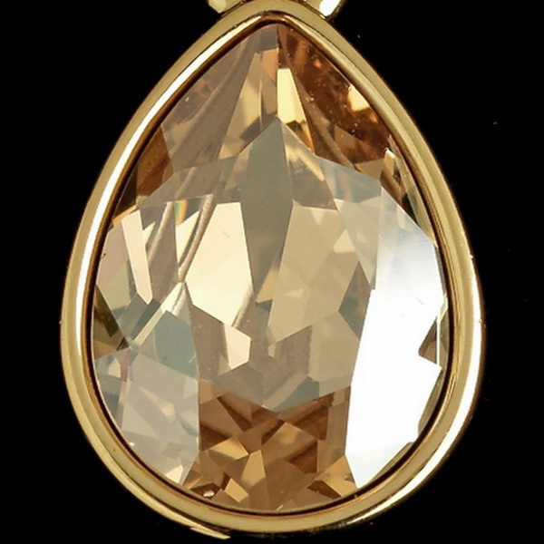 Elegance by Carbonneau E-9601-G-Golden Gold Golden Lt Brown Swarovski Crystal Element Teardrop Dangle Hook Earrings 9601