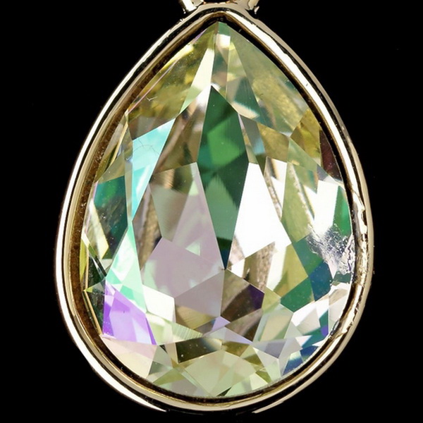 Elegance by Carbonneau E-9604-G-Luminous Gold Luminous Green Swarovski Crystal Element Large Teardrop Hook Earrings 9604