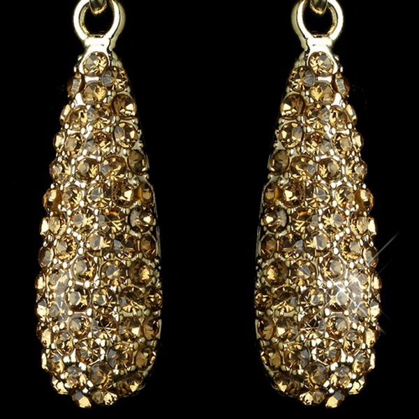 Elegance by Carbonneau Gold Topaz Rhinestone Drop Earrings 1026