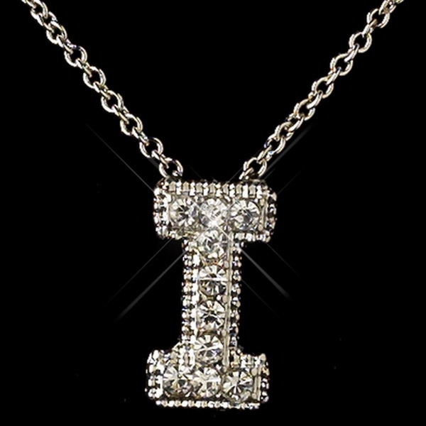 Elegance by Carbonneau N-1-I-M "i" Clear Rhinestone Letter Initial Pendant Necklace 1