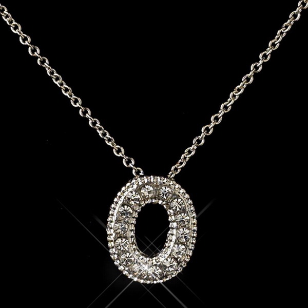 Elegance by Carbonneau N-1-O-M "O" Clear Rhinestone Letter Initial Pendant Necklace 1