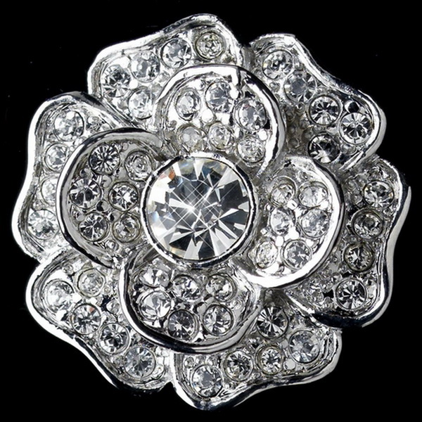 Elegance by Carbonneau E-82010-RD-CL Rhodium Clear CZ Crystal Rose Clip On Stud Earrings 82010