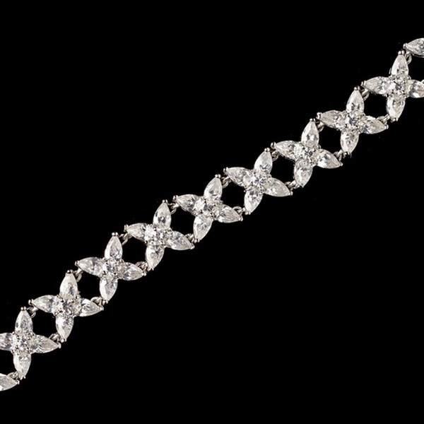 Elegance by Carbonneau B-82006-RD-CL Rhodium Clear Marquise CZ Crystal Bracelet 82006