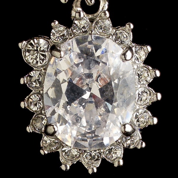 Elegance by Carbonneau E-9412-RD-CL Rhodium Clear Oval CZ Crystal Triple Drop Earrings 9412