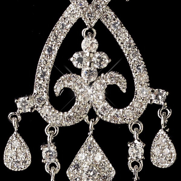 Elegance by Carbonneau E-82011-RD-CL Rhodium Clear Pave CZ Crystal Chandelier Earrings 82011