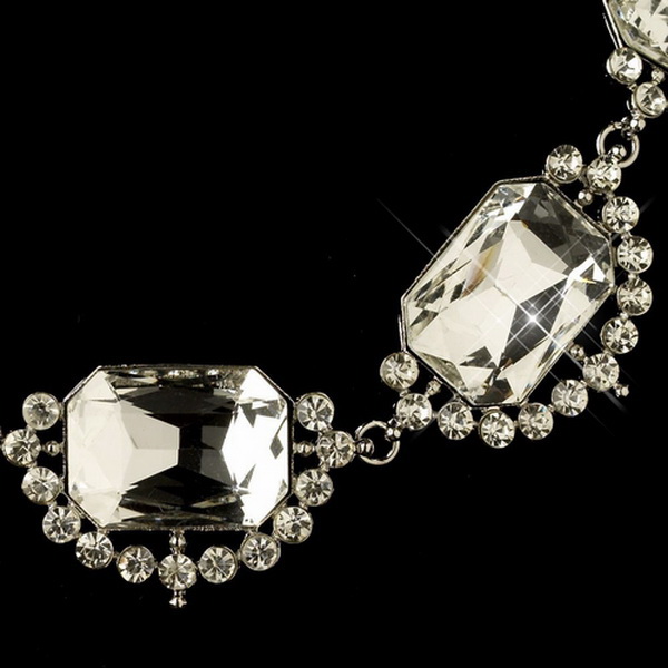 Elegance by Carbonneau NE-4210-RD-CL Rhodium Clear Radiant Rhinestone Jewelry Set 4210