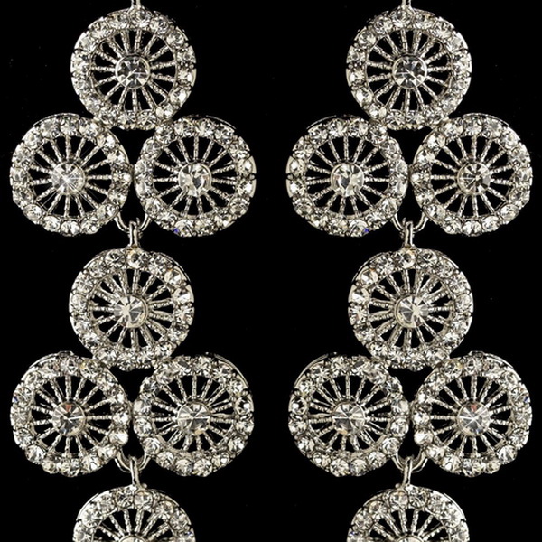Elegance by Carbonneau E-82017-RD-CL Rhodium Clear Rhinestone Retro Circle Wheel Dangle Earrings 82017