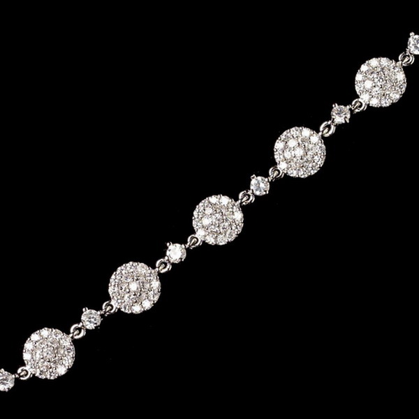 Elegance by Carbonneau B-82007-RD-CL Rhodium CZ Crystal Pave Circle Bracelet 82007