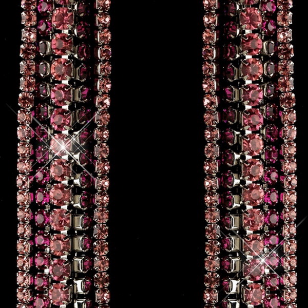 Elegance by Carbonneau E-82019-RD-Pink Rhodium Pink Rhinestone Dangle Earrings 82019