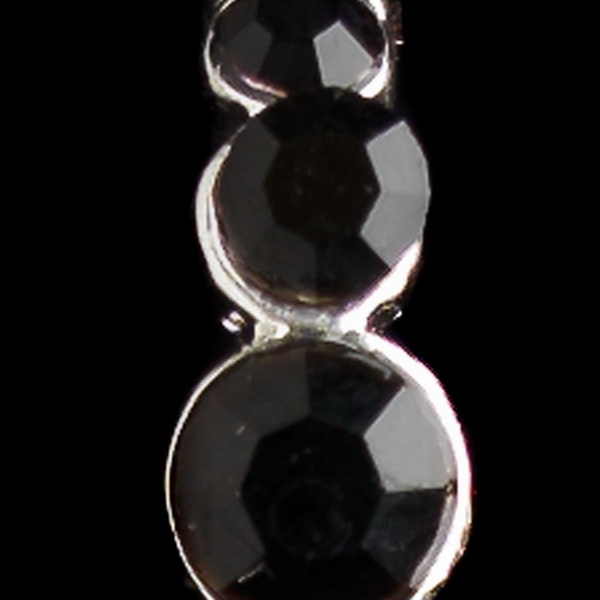 Elegance by Carbonneau E-20339-S-Black Silver Black Rhinestone Earrings 20339