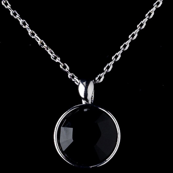 Elegance by Carbonneau N-9600-E-9600-S-Black Silver Black Round CZ Crystal Jewelry Set 9600