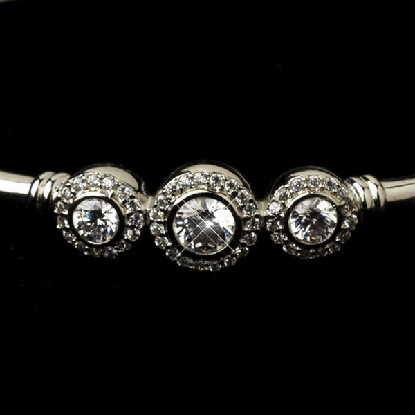Elegance by Carbonneau Silver Clear CZ Crystal Bangle Bracelet 8566