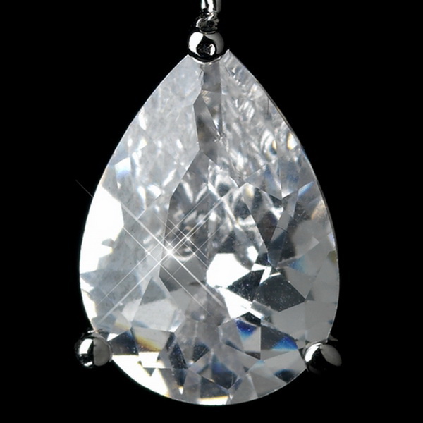 Elegance by Carbonneau Silver Clear CZ Crystal Teardrop Earrings 40082