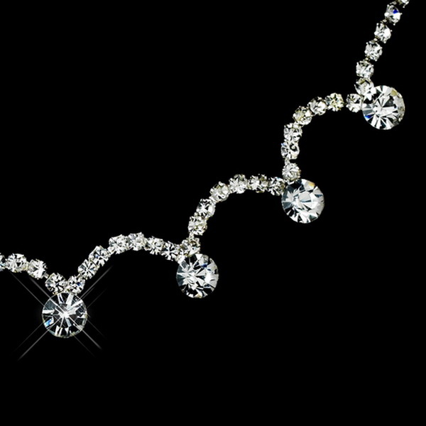 Elegance by Carbonneau Silver Clear Necklace & Earrings Jewelry Set 71534