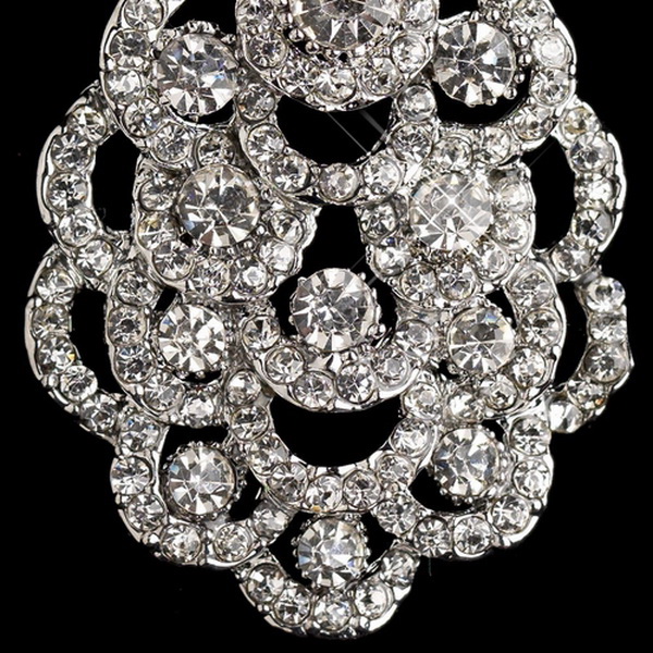 Elegance by Carbonneau E-8685-RD-CL Silver Clear Rhinestone Dangle Earrings 3824