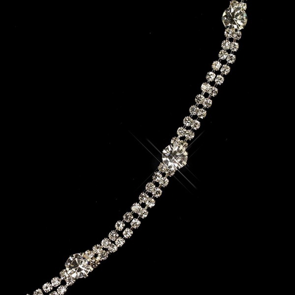 Elegance by Carbonneau Elastic-1266-S-CL Silver Clear Rhinestone Swirl Stretch Black Elastic Headband 1266