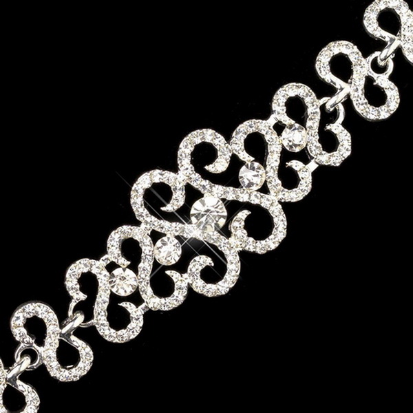 Elegance by Carbonneau B-1102-S-CL Silver Clear Swirl Infinite Rhinestone Bracelet 1102