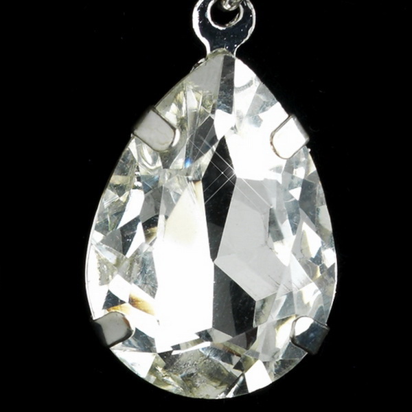 Elegance by Carbonneau Silver Clear Teardrop & Marquise CZ Crystal Dangle Earrings 40564