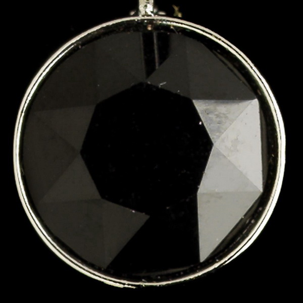 Elegance by Carbonneau E-9600-S-Black Silver Jet Black Swarovski Crystal Element Round Leverback Earrings 9600