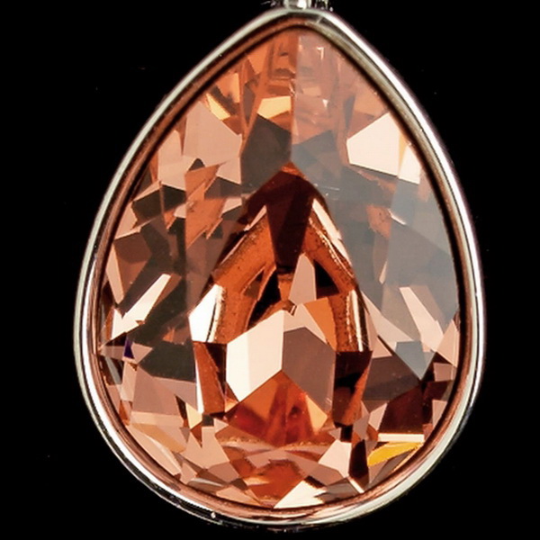 Elegance by Carbonneau E-9602-S-Peach Silver Peach Swarovski Crystal Element Teardrop Leverback Earrings 9602