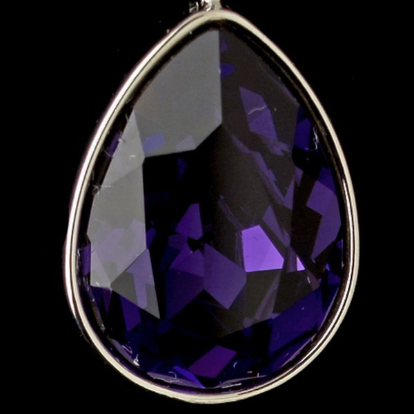 Elegance by Carbonneau E-9602-S-Purple Silver Purple Velvet Swarovski Crystal Element Teardrop Leverback Earrings 9602