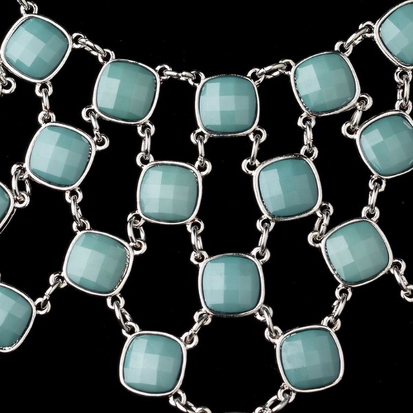Elegance by Carbonneau NE-9502-S-Teal Silver Teal Acrylic Stone Fashion Jewelry Set 9502