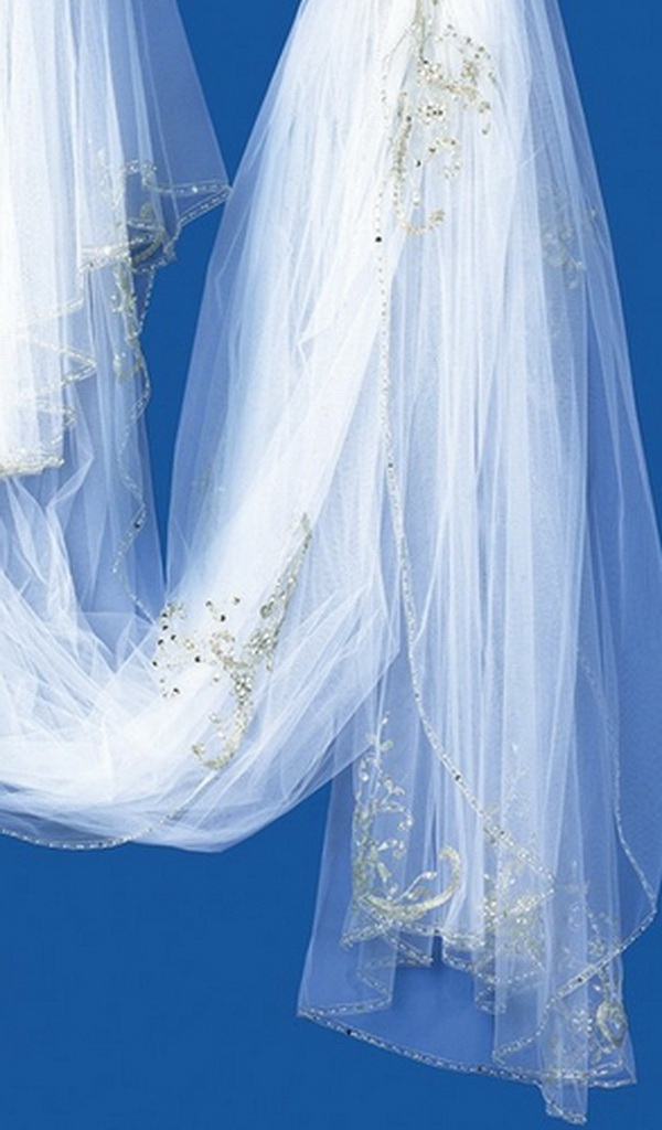 Elegance by Carbonneau Veil-1959 Double Tulle Cathedral Length Veil with Shimmering Embroidery 1959