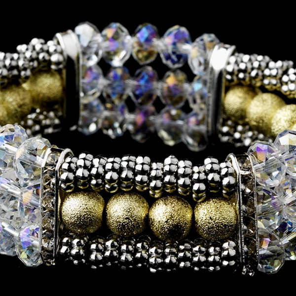 Elegance by Carbonneau B-8503-Gold-AB Festive Gold Crystal Bracelet 8503