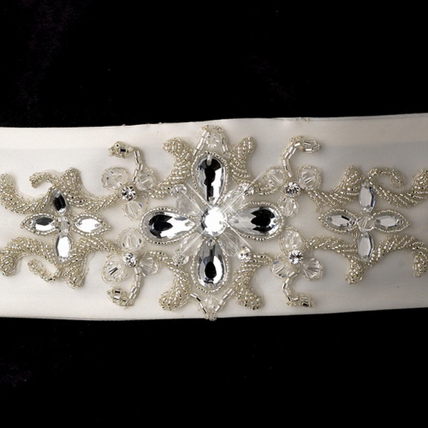 Elegance by Carbonneau Belt-4 Crystals, Beads & Rhinestone Accented Wedding Sash Bridal Belt 4