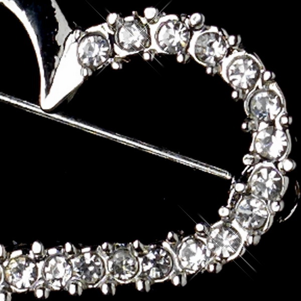 Elegance by Carbonneau Brooch-217-S-Clear * Silver Clear Rhinestone Valentine Love Heart Brooch 217