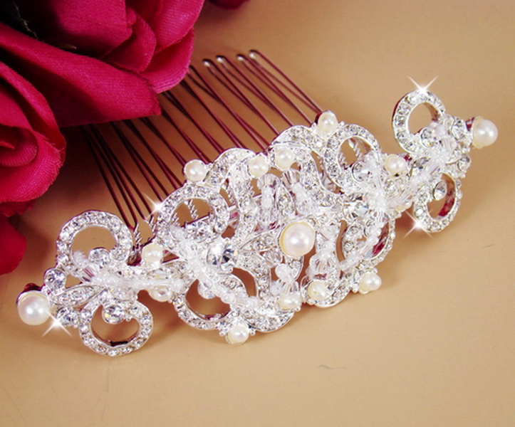 Elegance by Carbonneau Comb-13088-S Victorian Crystal Accent Versatile Hair Piece 13088 Silver