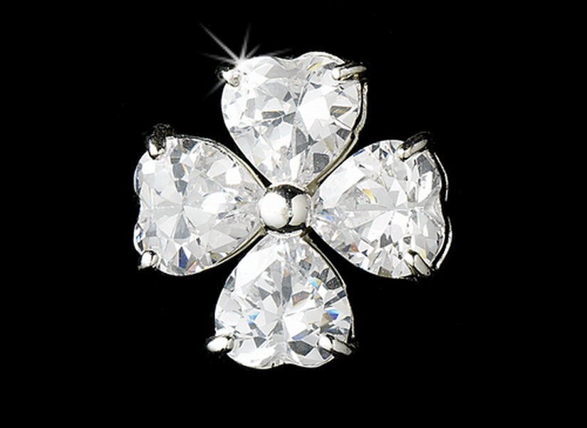 Elegance by Carbonneau E-25191-S-Clear Irish Heart Flower Stud CZ Earrings 25191