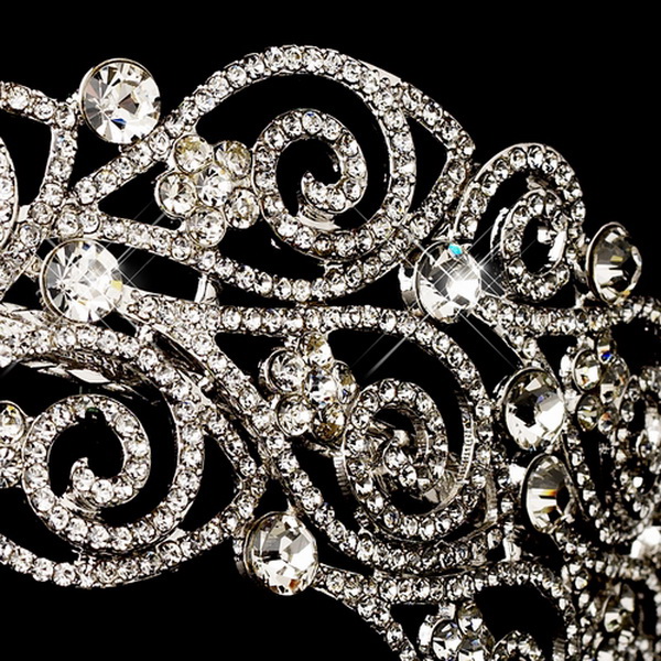 Elegance by Carbonneau HP-397-AS-Silver Antique Silver Side Accented Headpiece HP 397