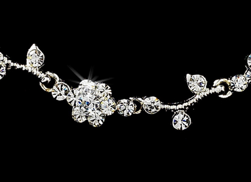 Elegance by Carbonneau NEb385 Crystal Floral Vine 3 Piece Bridal Jewelry Set NEB 385