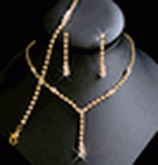Elegance by Carbonneau NEb1039gold Gold Clear Crystal Necklace, Bracelet & Earring Set NEB 1039